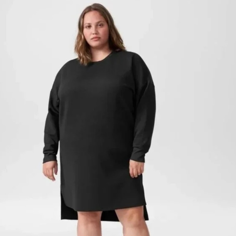 Universal Standard Size 2XS Black Ceres Side Vent Sweatshirt Dress